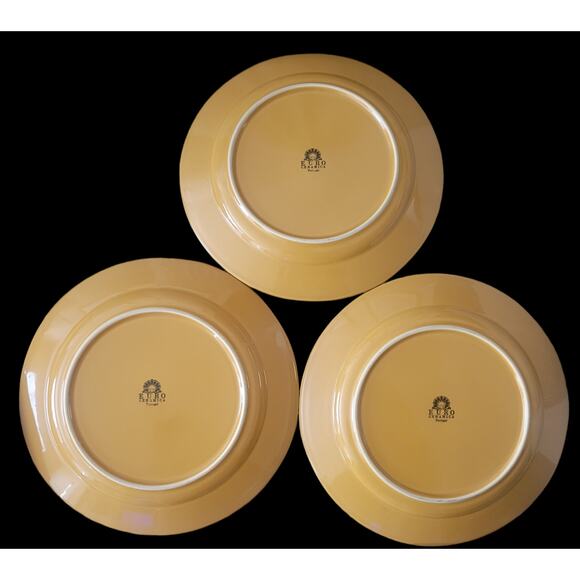 Euro Ceramic Portugal SAFARI Burnt Orange Stoneware Salad Plates 11" Set 3 - Picture 7 of 10